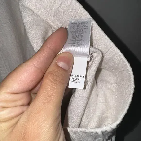 PURE JILL J Jill Linen Tencel Pull On Pants L Elastic Waistband Pockets Beachy - Picture 7 of 7